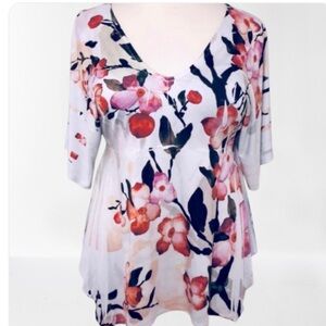 MoaMoa Floral Asymmetrical Tunic.